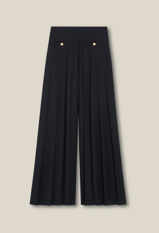 Claudie Pierlot Navy Blue Loosefit Creased Trousers Clothes Jeans And Trousers