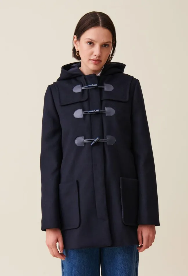 Claudie Pierlot Navy Hooded Short Coat Clothes Coats