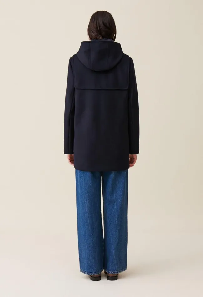 Claudie Pierlot Navy Hooded Short Coat Clothes Coats
