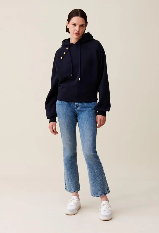 Claudie Pierlot Navy Hooded Sweatshirt Clothes Sweatshirts