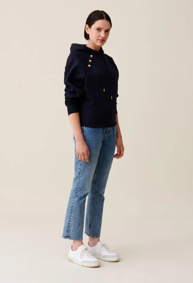 Claudie Pierlot Navy Hooded Sweatshirt Clothes Sweatshirts