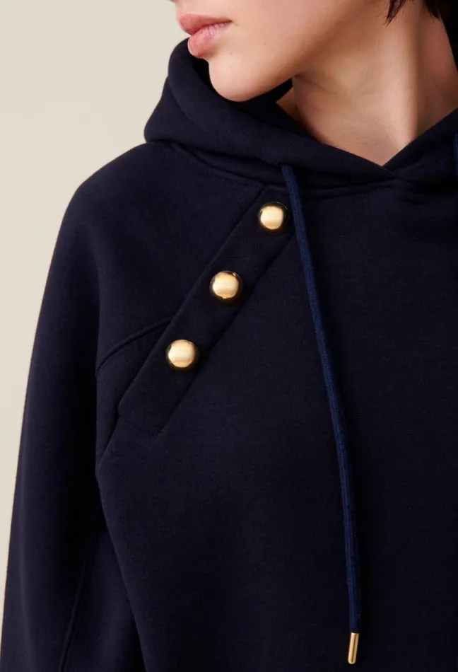 Claudie Pierlot Navy Hooded Sweatshirt Clothes Sweatshirts