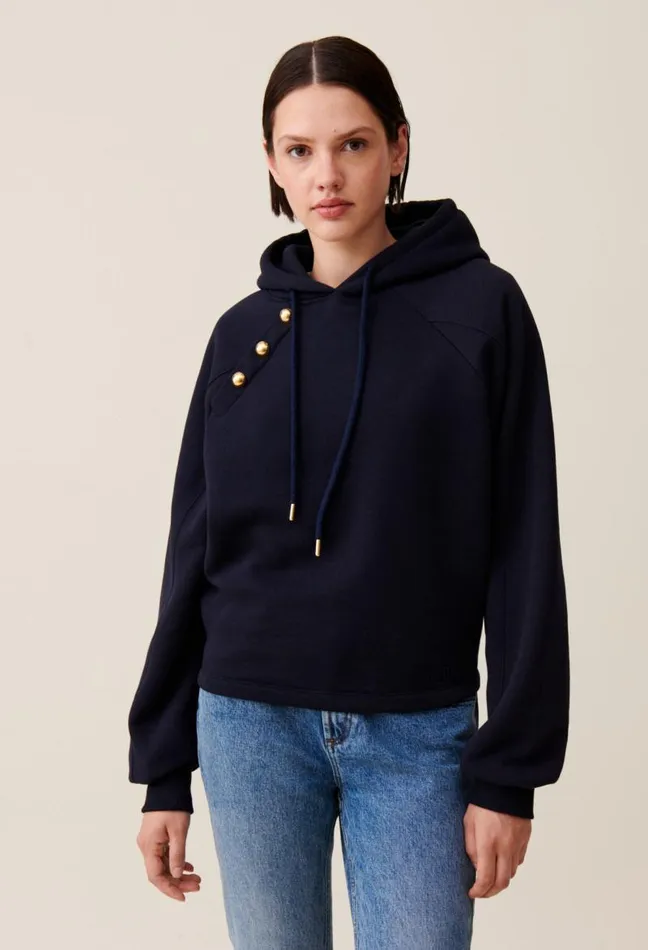 Claudie Pierlot Navy Hooded Sweatshirt Clothes Sweatshirts