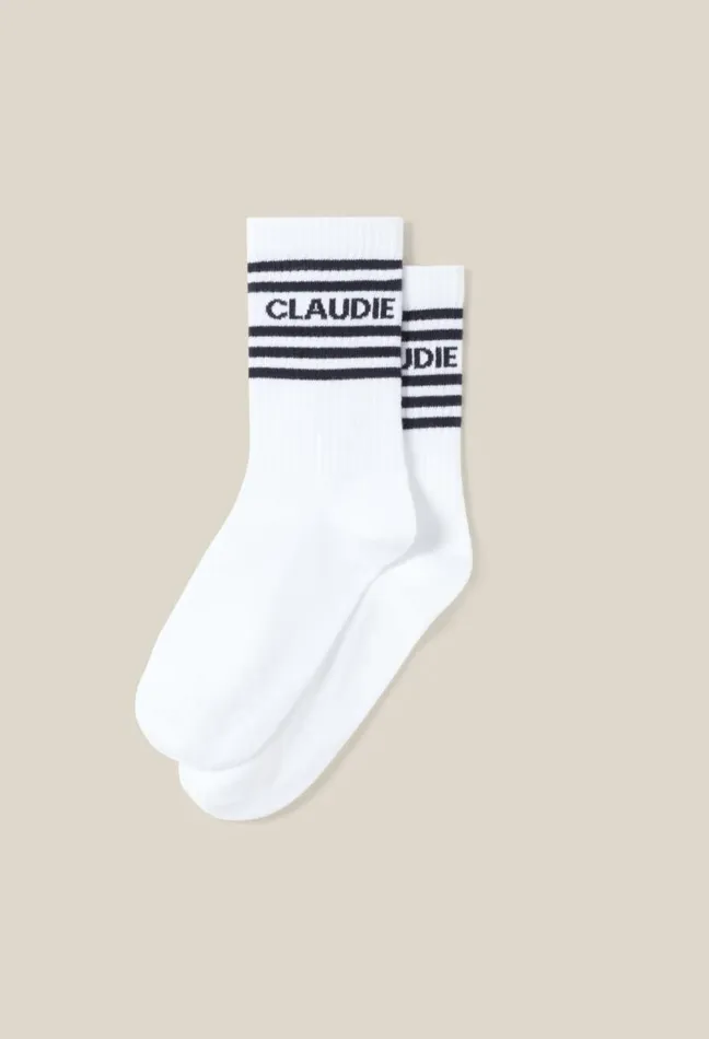 Claudie Pierlot Navy Striped Sports Socks Accessories Socks