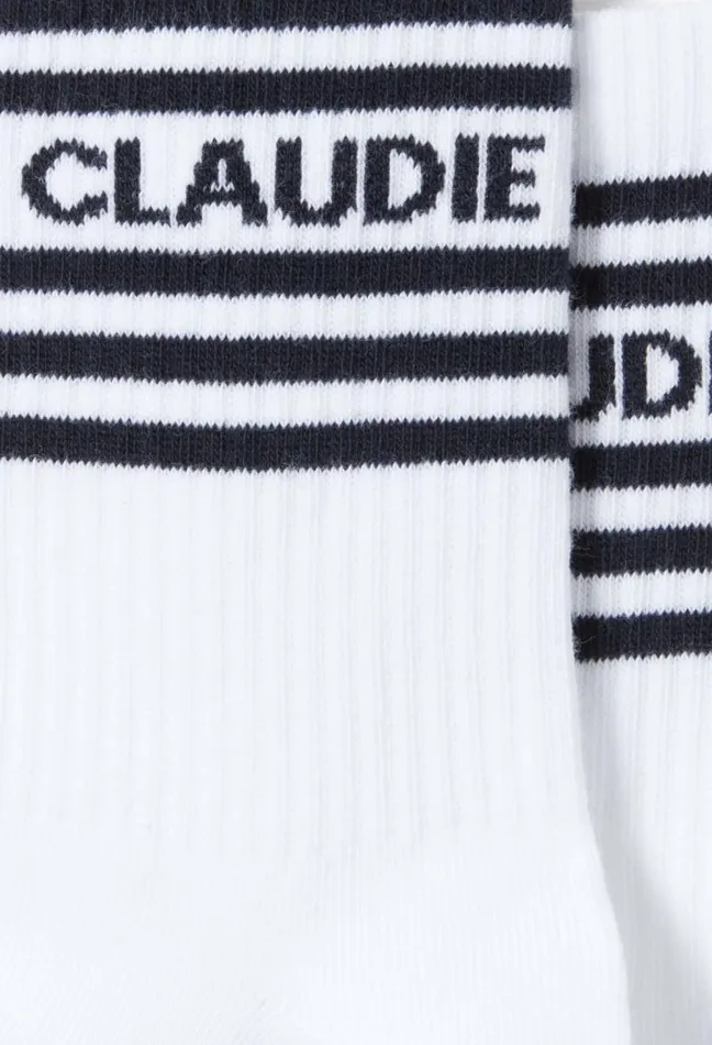 Claudie Pierlot Navy Striped Sports Socks Accessories Socks