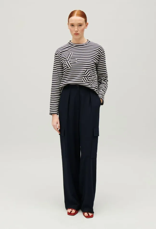 Claudie Pierlot Navy Striped Tshirt Clothes Tshirts
