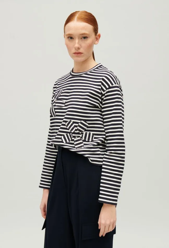 Claudie Pierlot Navy Striped Tshirt Clothes Tshirts