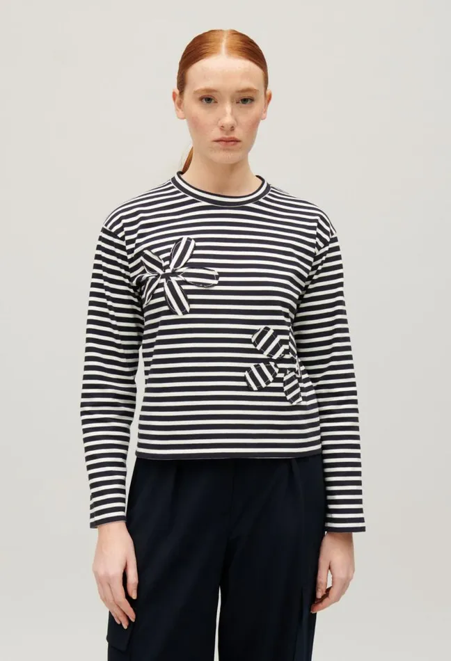 Claudie Pierlot Navy Striped Tshirt Clothes Tshirts