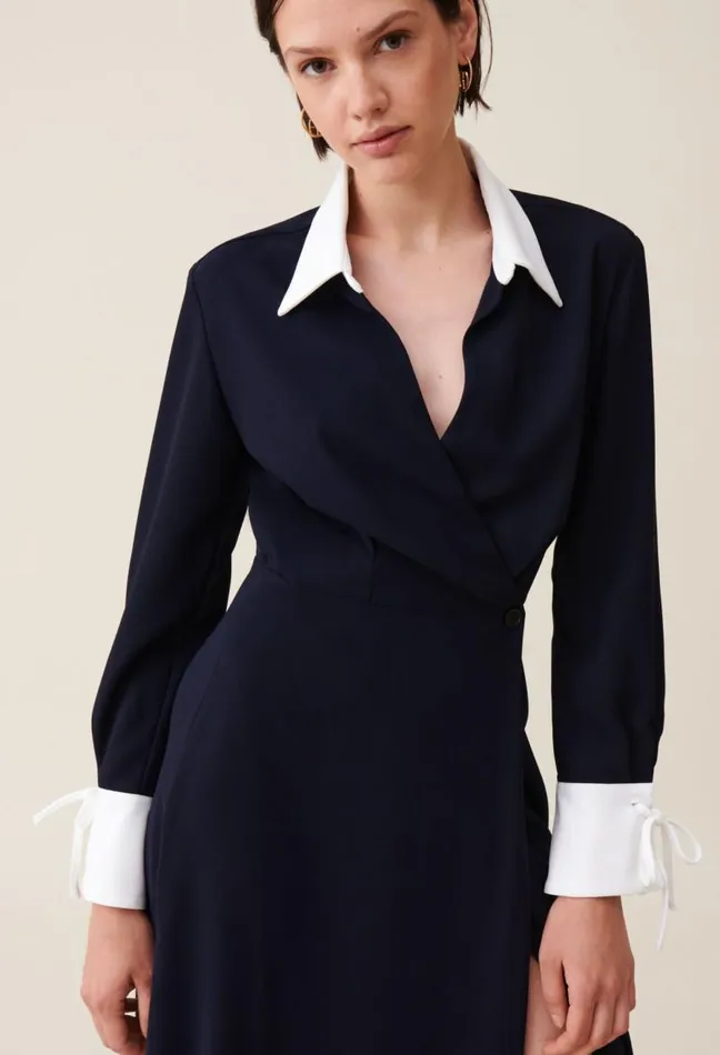 Claudie Pierlot Navy Wrap Fluid Maxi Dress Clothes Dresses