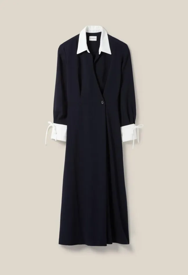 Claudie Pierlot Navy Wrap Fluid Maxi Dress Clothes Dresses