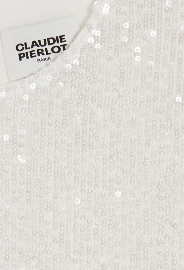 Claudie Pierlot Offwhite Sequinned Sleeveless Top Clothes Tops And Shirts