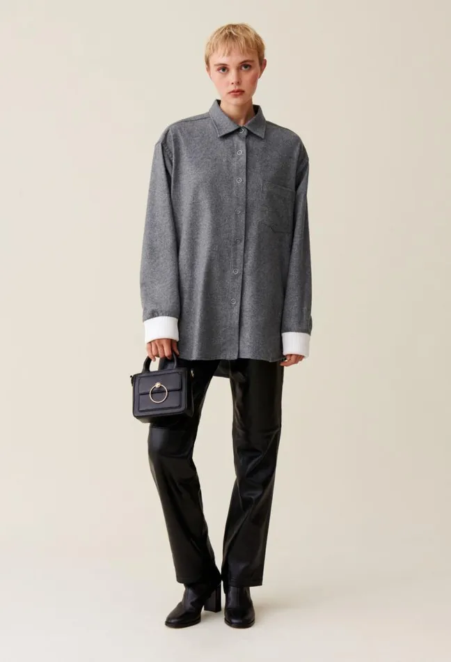 Claudie Pierlot Oversized Grey Shacket Clothes Tops And Shirts