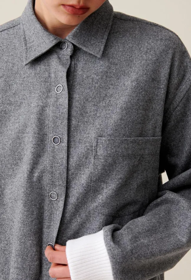 Claudie Pierlot Oversized Grey Shacket Clothes Tops And Shirts