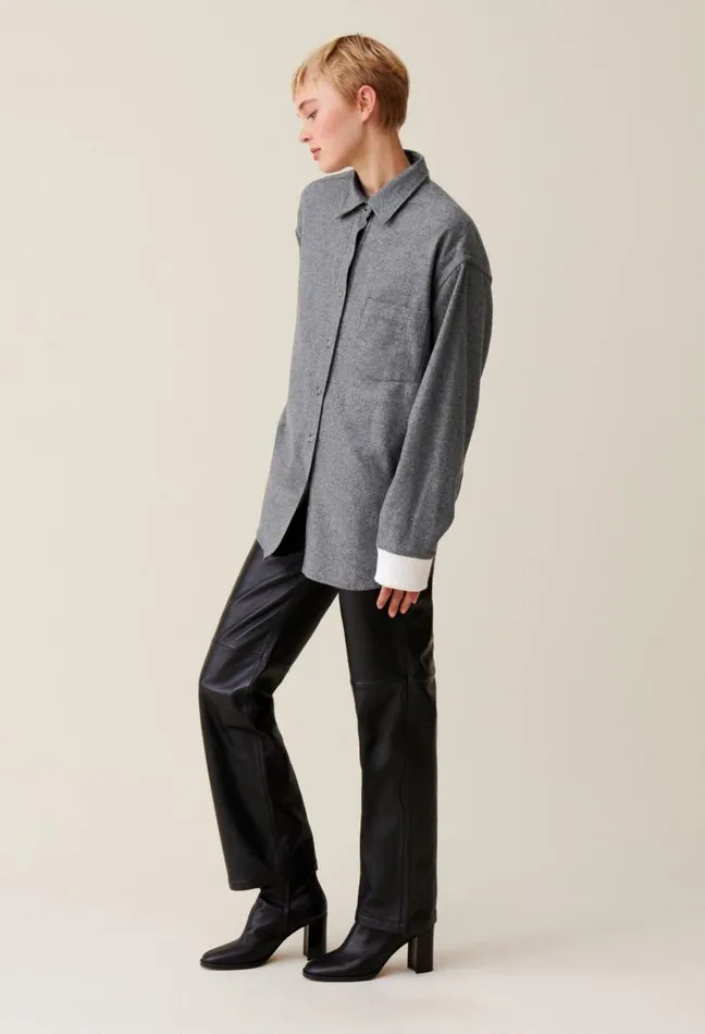 Claudie Pierlot Oversized Grey Shacket Clothes Tops And Shirts