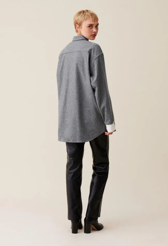 Claudie Pierlot Oversized Grey Shacket Clothes Tops And Shirts
