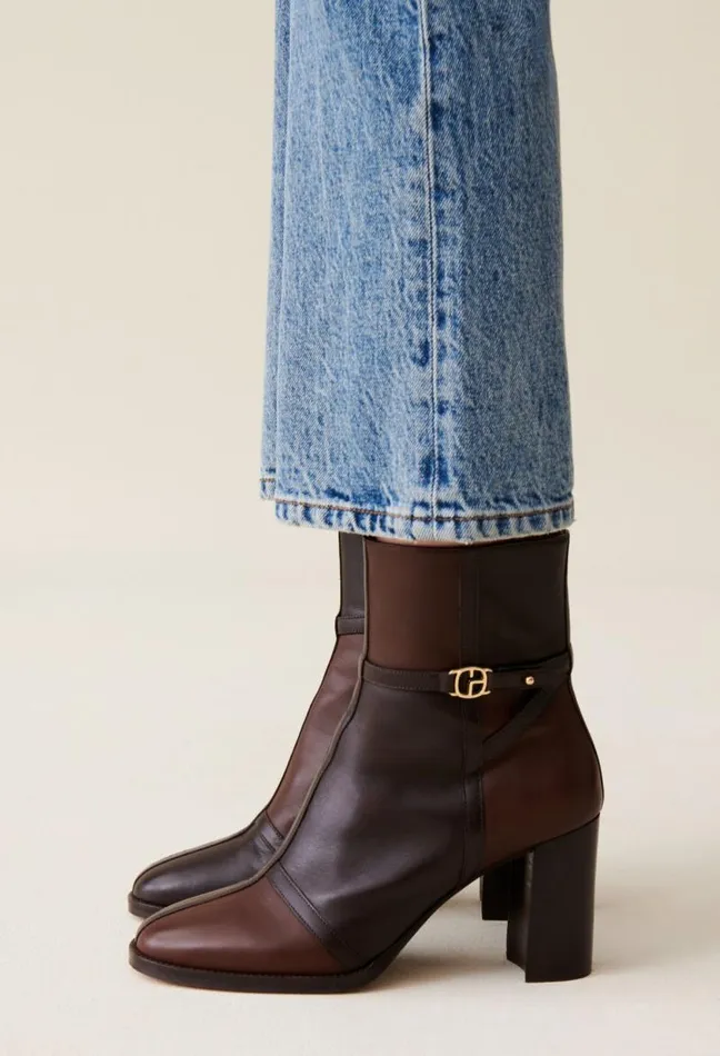 Claudie Pierlot Patchwork Patent Leather Boots Shoes Ankle Boots