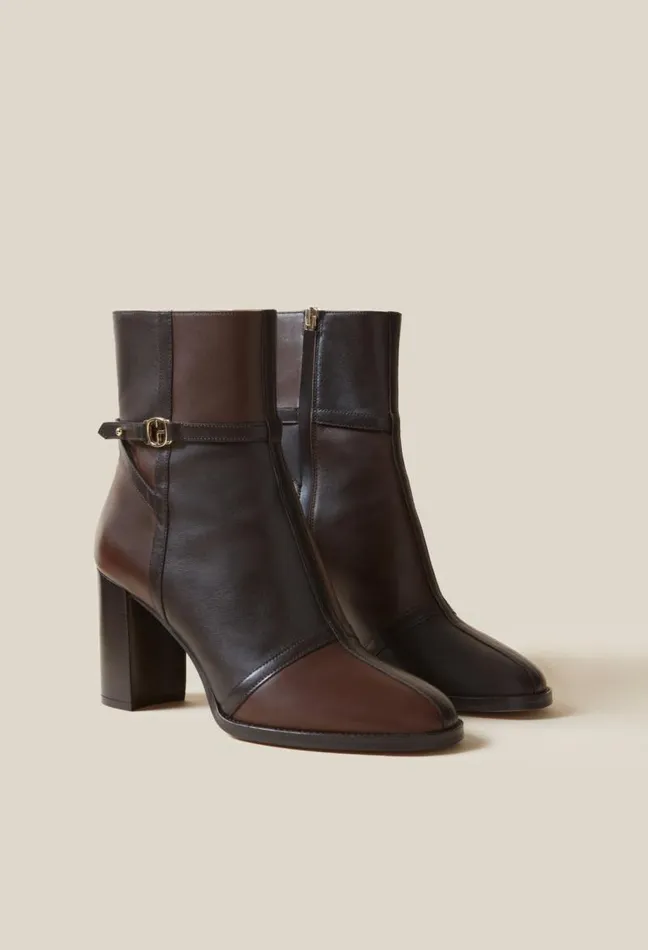 Claudie Pierlot Patchwork Patent Leather Boots Shoes Ankle Boots