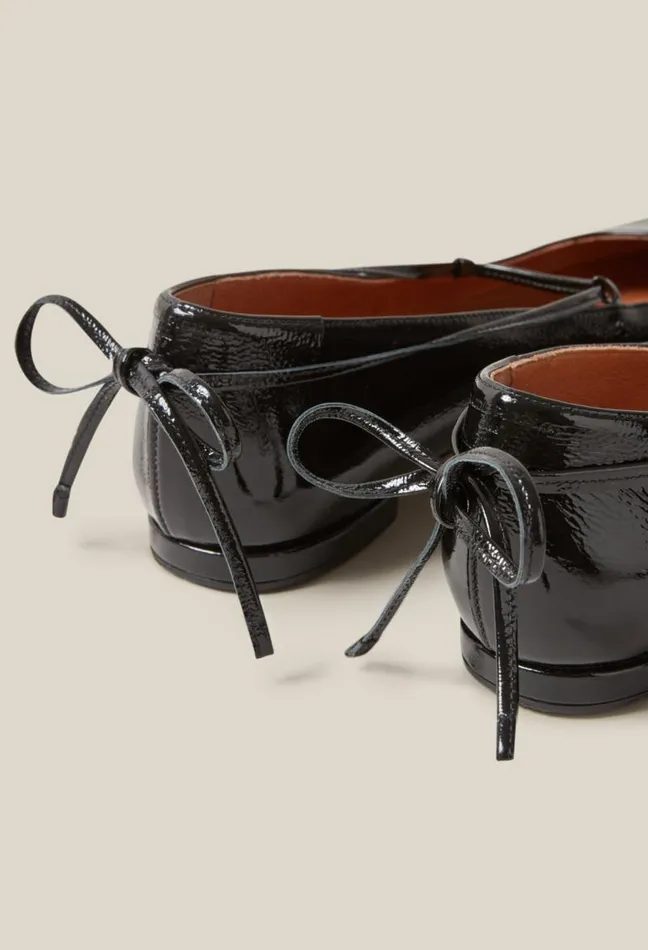Claudie Pierlot Patent Leather Ballet Pumps Shoes Ballerinas