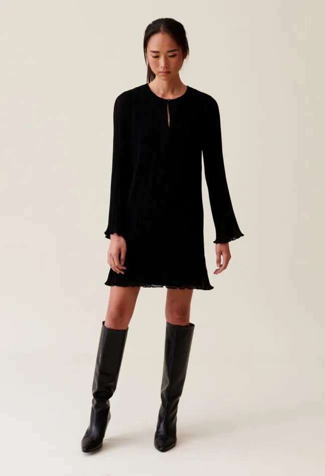 Claudie Pierlot Pleated Short Dress Long Sleeves Clothes Dresses