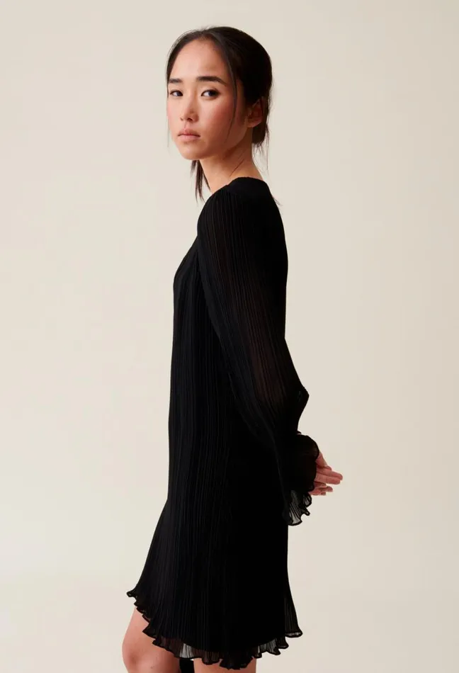 Claudie Pierlot Pleated Short Dress Long Sleeves Clothes Dresses