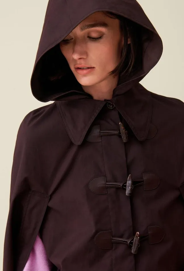 Claudie Pierlot Plum Cape With Removable Hood Clothes Coats