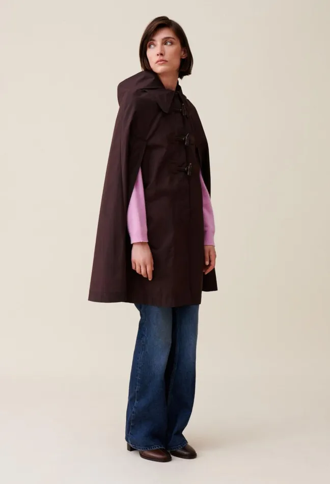 Claudie Pierlot Plum Cape With Removable Hood Clothes Coats