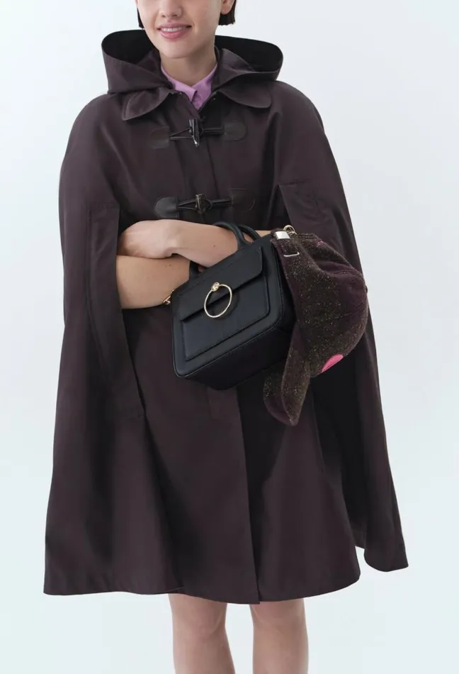 Claudie Pierlot Plum Cape With Removable Hood Clothes Coats