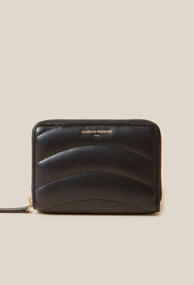 Claudie Pierlot Quilted Leather Alba Wallet Bags Small Leather Goods