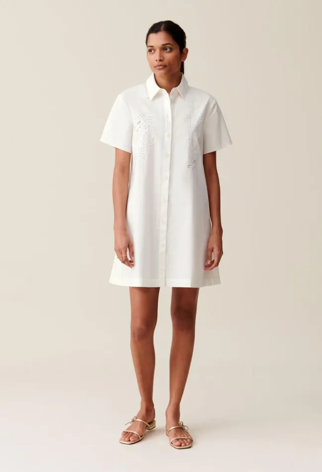 Claudie Pierlot Short Embroidered White Shirt Dress Clothes Dresses