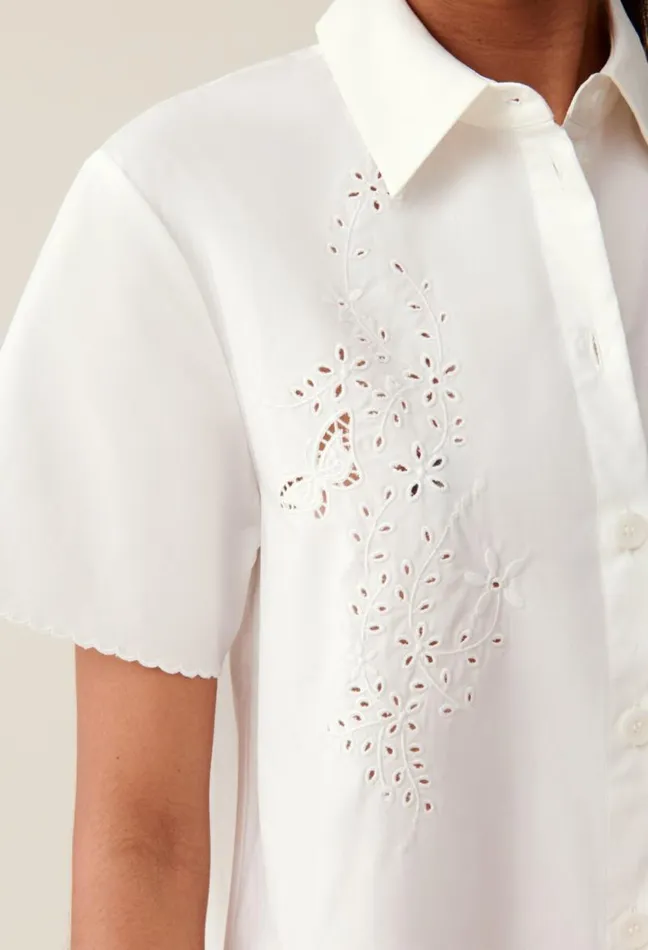 Claudie Pierlot Short Embroidered White Shirt Dress Clothes Dresses