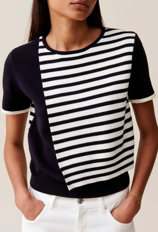 Claudie Pierlot Short Striped Jumper Clothes Knitwear And Cardigans