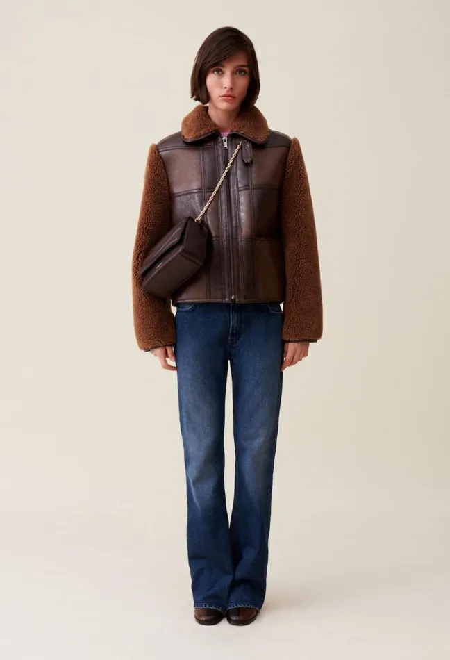 Claudie Pierlot Short Twotone Mixed Fabric Jacket Clothes Jackets