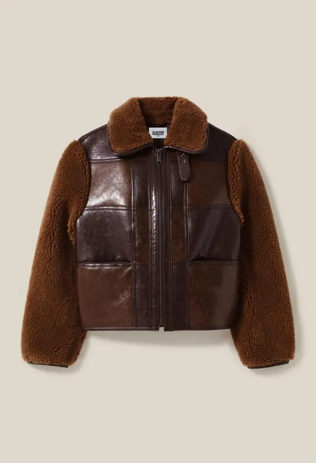Claudie Pierlot Short Twotone Mixed Fabric Jacket Clothes Jackets