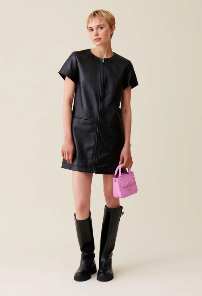 Claudie Pierlot Short Zipped Leather Dress Clothes Dresses