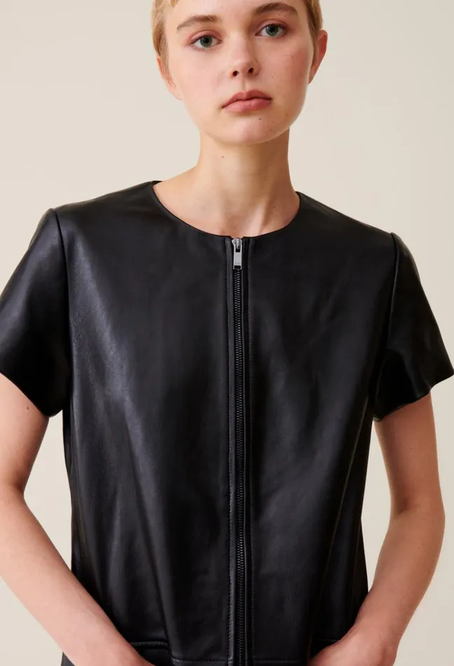Claudie Pierlot Short Zipped Leather Dress Clothes Dresses