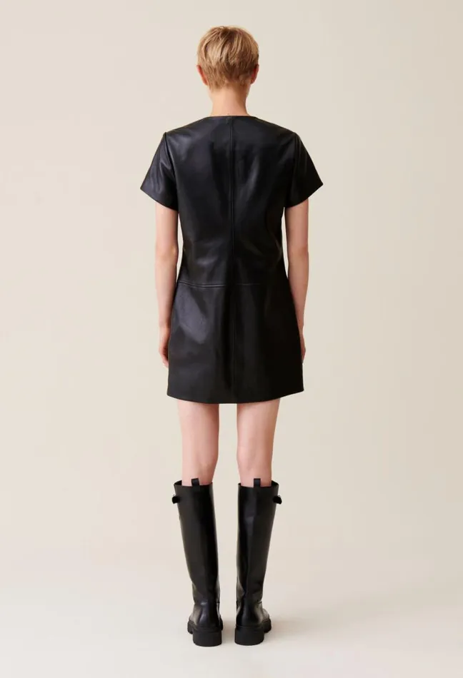Claudie Pierlot Short Zipped Leather Dress Clothes Dresses