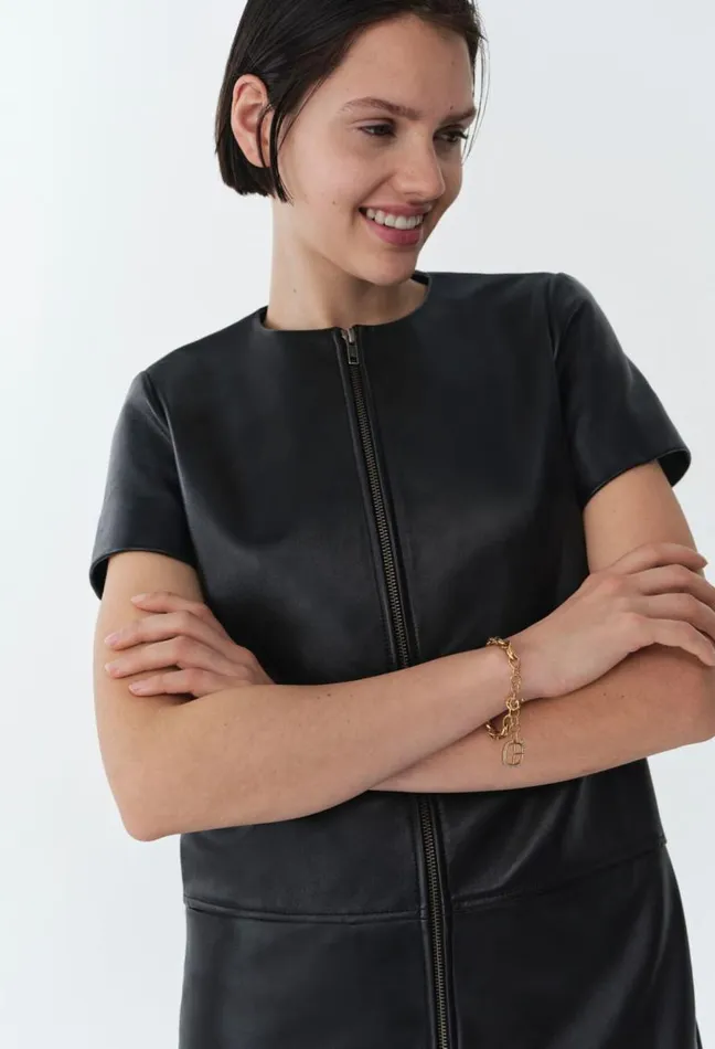 Claudie Pierlot Short Zipped Leather Dress Clothes Dresses