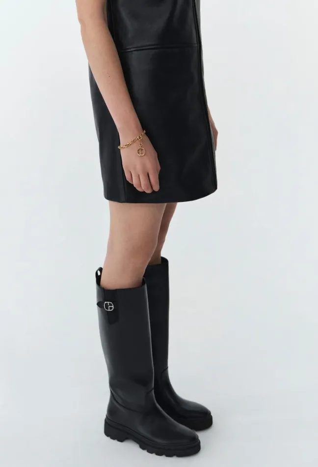 Claudie Pierlot Short Zipped Leather Dress Clothes Dresses