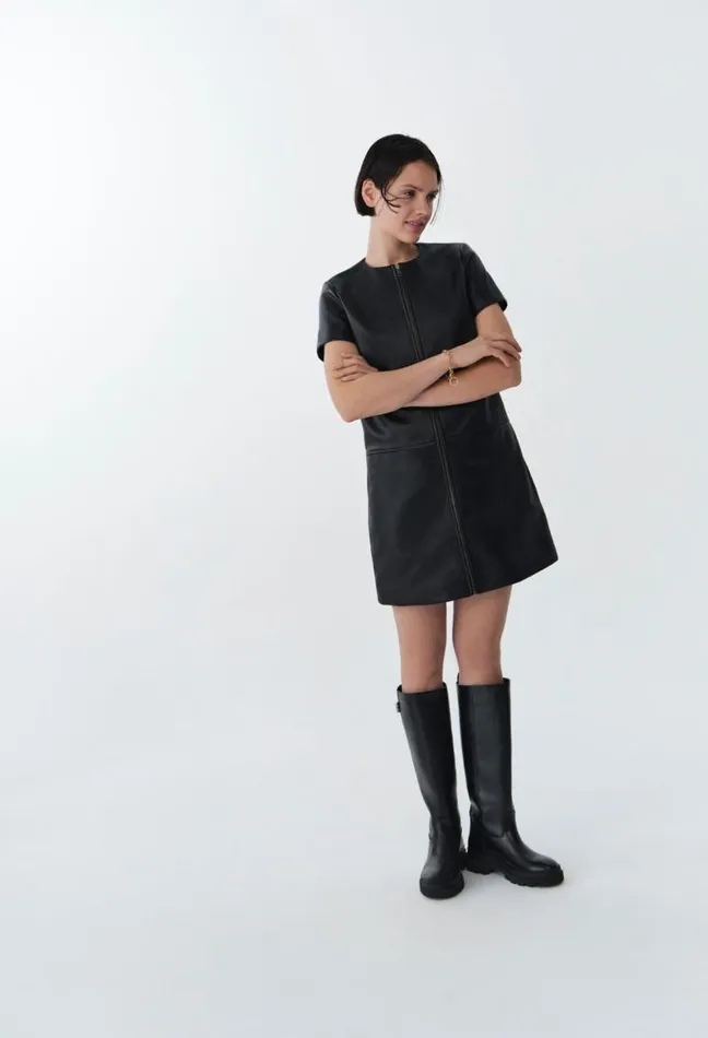 Claudie Pierlot Short Zipped Leather Dress Clothes Dresses