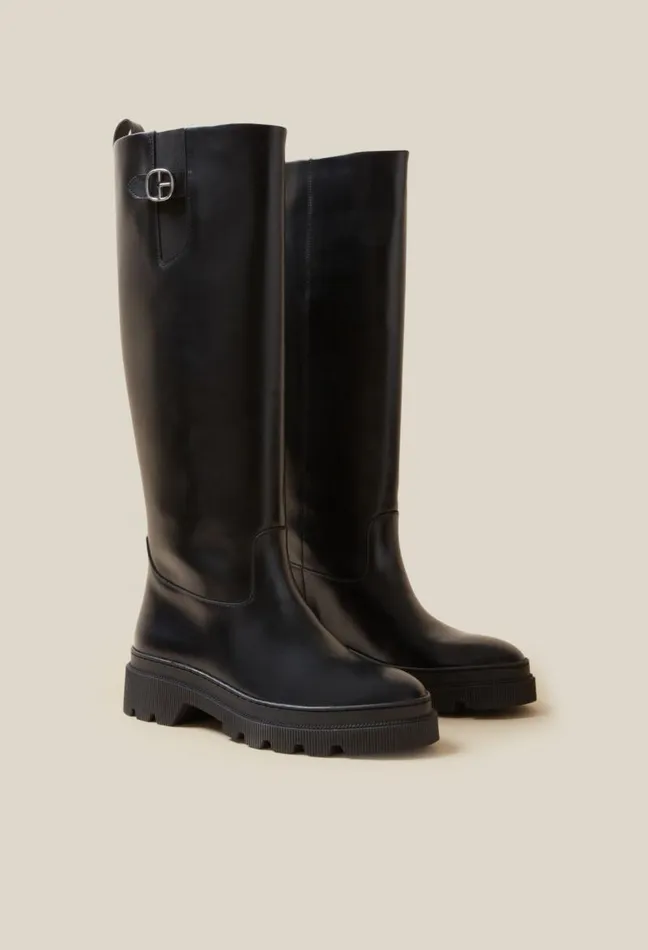 Claudie Pierlot Smooth Leather High Boots Shoes Ankle Boots