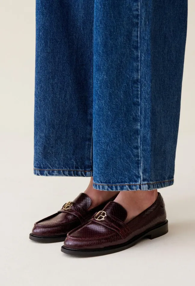 Claudie Pierlot Snake Effect CP Buckle Loafers Shoes Loafers