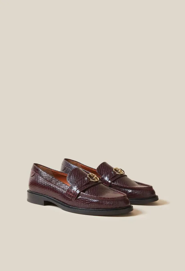 Claudie Pierlot Snake Effect CP Buckle Loafers Shoes Loafers