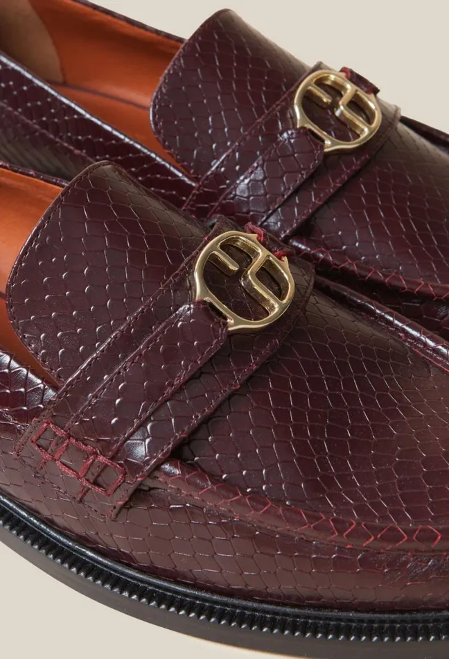 Claudie Pierlot Snake Effect CP Buckle Loafers Shoes Loafers