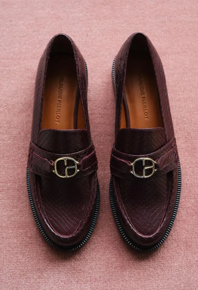 Claudie Pierlot Snake Effect CP Buckle Loafers Shoes Loafers