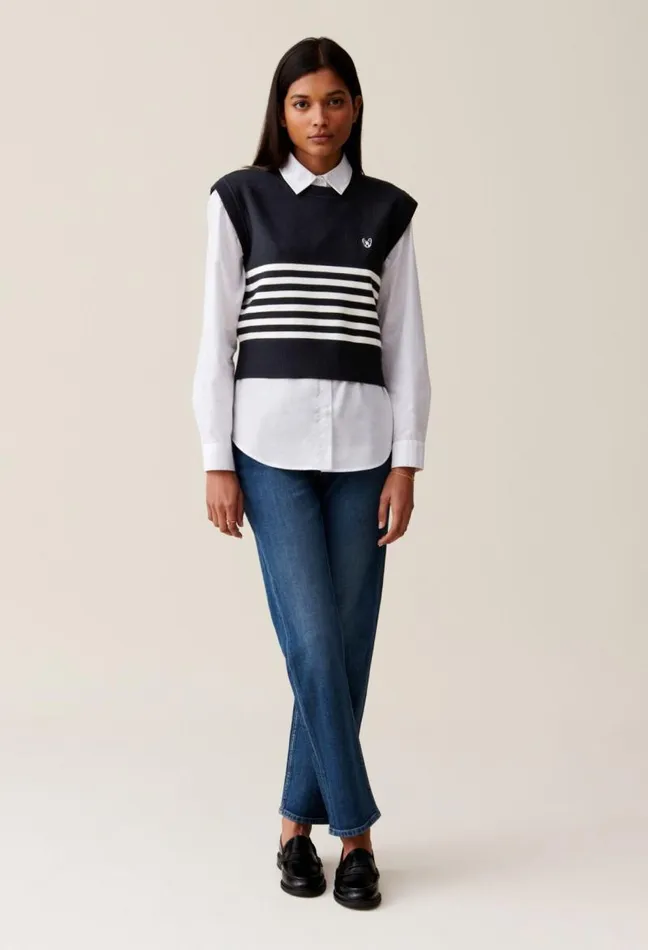 Claudie Pierlot Striped Toto Sleeveless Top Clothes Knitwear And Cardigans