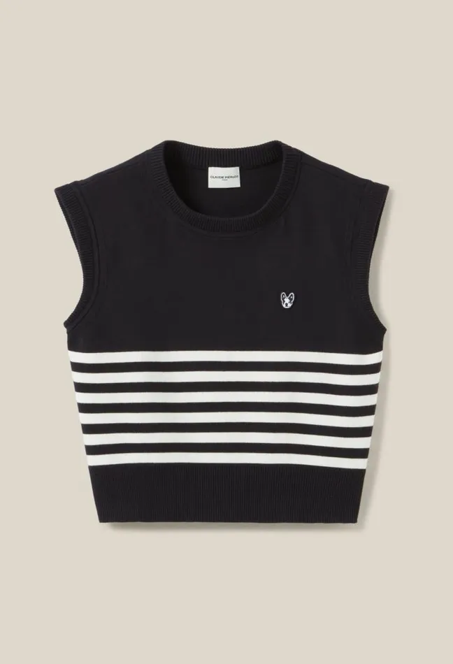 Claudie Pierlot Striped Toto Sleeveless Top Clothes Knitwear And Cardigans