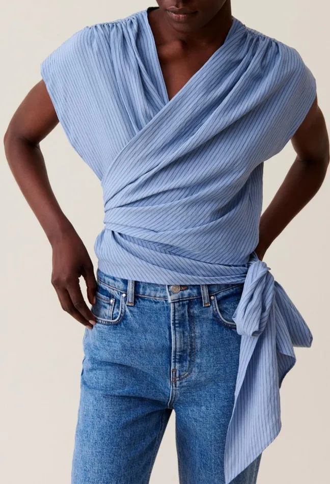 Claudie Pierlot Striped Wrap Blouse Clothes Tops And Shirts
