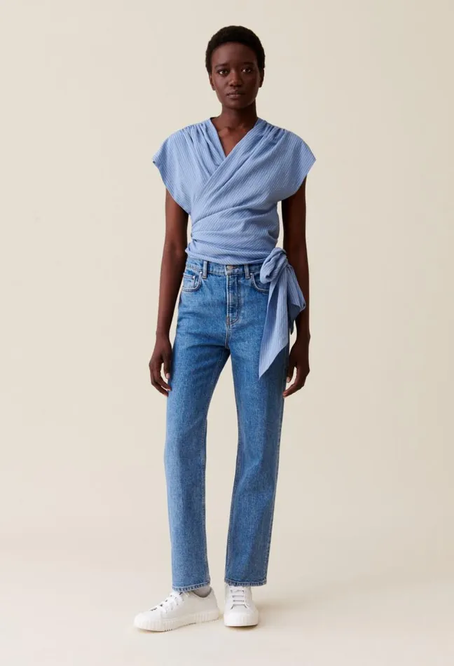 Claudie Pierlot Striped Wrap Blouse Clothes Tops And Shirts