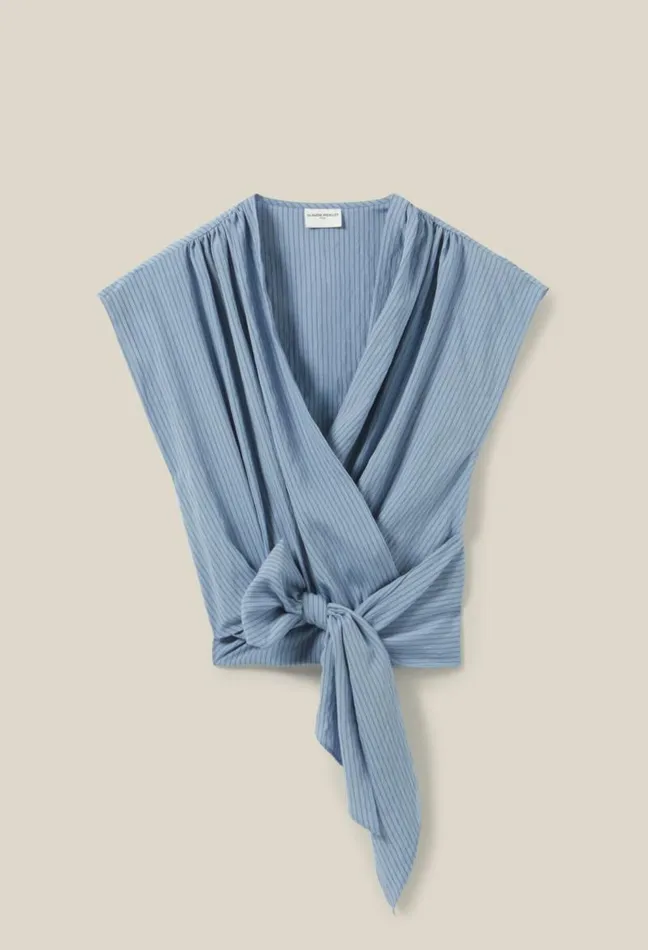 Claudie Pierlot Striped Wrap Blouse Clothes Tops And Shirts