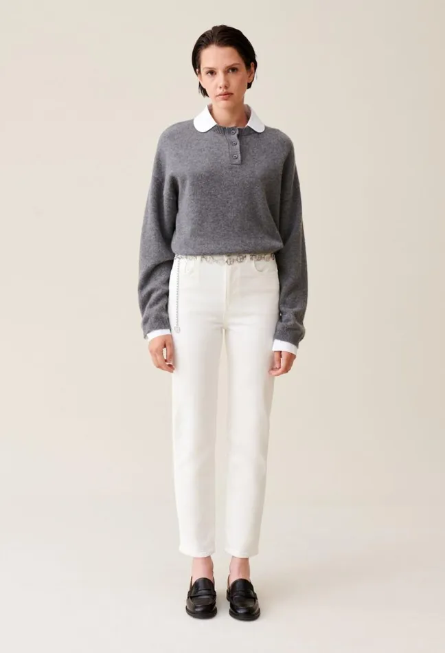 Claudie Pierlot Toto Slim 78 Jeans Ecru Clothes Jeans And Trousers